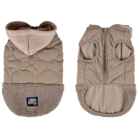 Paris Prix – Manteau matelassé pour chien 30cm – Doublure polaire – Capuche – Indice de chaleur 2 – Poids 0,11 kg – Couleur beige (1/5)