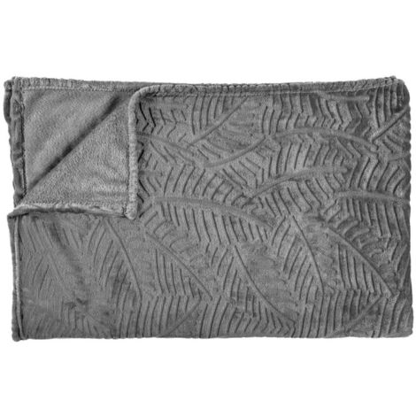 Plaid Flanelle Embosse "Roméo" 150x200cm Gris Foncé (1/4)