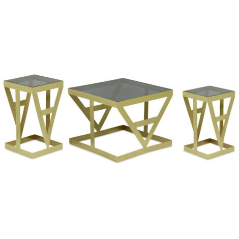Lot de 3 Tables d'Appoint "Zelys" 63cm Or (1/5)