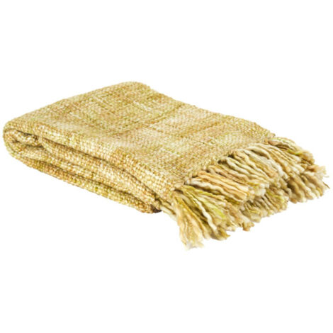 Plaid Maille Tressée "Chunky" 125x150cm Jaune (1/4)