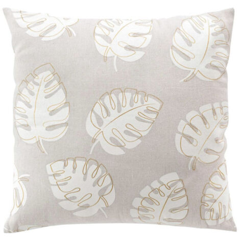 Coussin Déco Imprimé "Evasion" 45x45cm Beige (1/4)