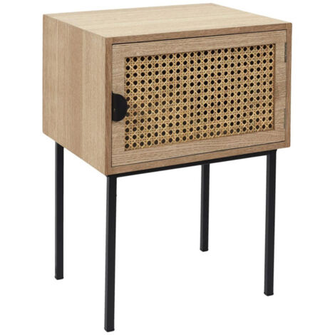 Table de Chevet en Bois 1 Porte "Bessie" 55cm Naturel (1/4)