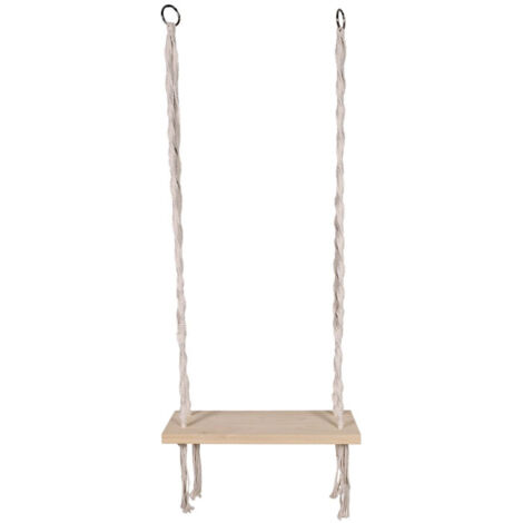 Paris Prix – Balancelle de jardin en bois macramé 150cm – Charge max 110kg – Usage extérieur – Style bohème chic – Couleur blanc et naturel (1/2)