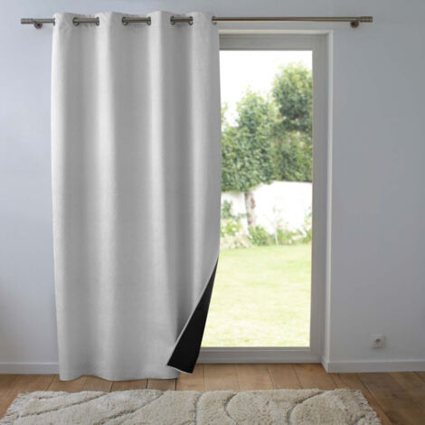 Rideau Occultant Velours "Shadow" 140x260cm Gris Perle (1/4)