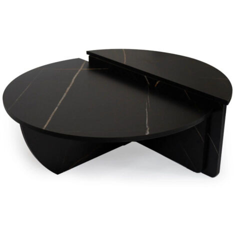Table Basse Design Goutte – 90 Cm, Noire, Aluminium, Ovale, Neuve, Paris Prix