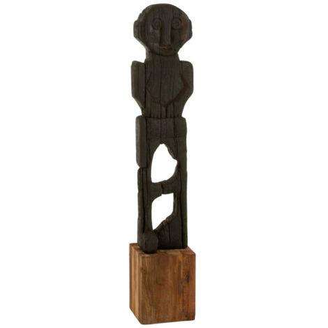 Statue Déco en Bois "Mara" 107cm Noir (1/2)