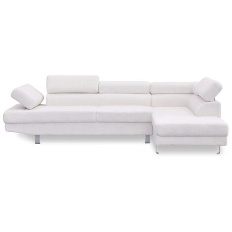 Canapé d'Angle Droit Bouclette "Têtière" 260cm Crème (1/5)
