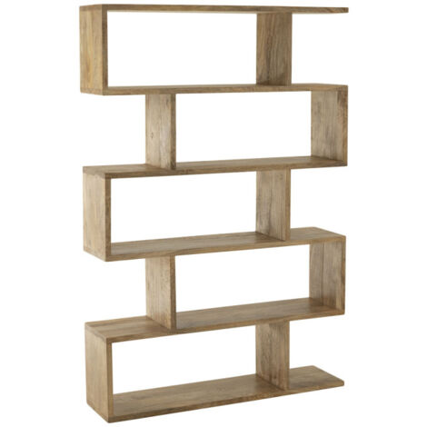 Bibliothèque en Bois "Lattes Verticales" 180cm Naturel (1/5)