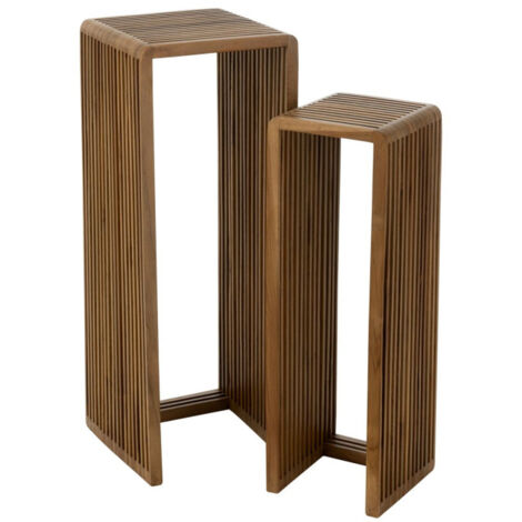 Lot de 2 Tables d'Appoint en Bois "Teck" 88cm Naturel (1/5)