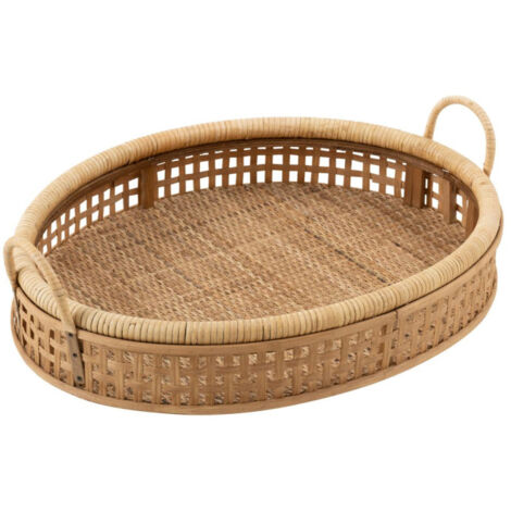 Plateau De Service En Rotin Vintage Beige – Déco Nature