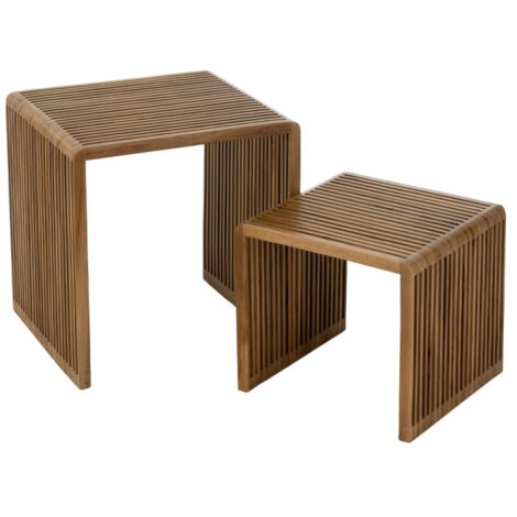Lot de 2 Tables Basses en Bois "Teck" 50cm Naturel (1/5)