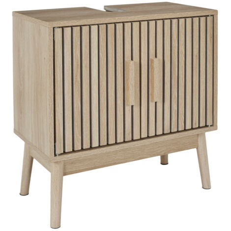 Paris Prix – Meuble sous vasque simple 70cm marron – Panneaux de particules et MDF – 1 étagère intérieure – À monter soi-même