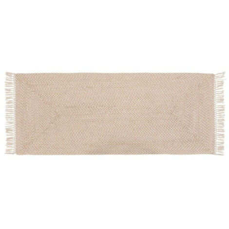 Atmosphera – Tapis de couloir rectangulaire 80x200cm en jute et coton – Design floral beige – Avec franges pour un style élégant