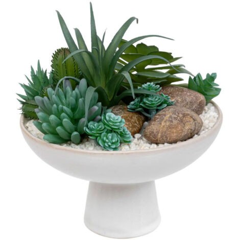Composition de Plantes Artificielles "Soleya" 20cm Blanc (1/3)