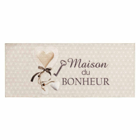 Tapis Déco Imprimé "Happiness" 50x120cm Beige (1/5)