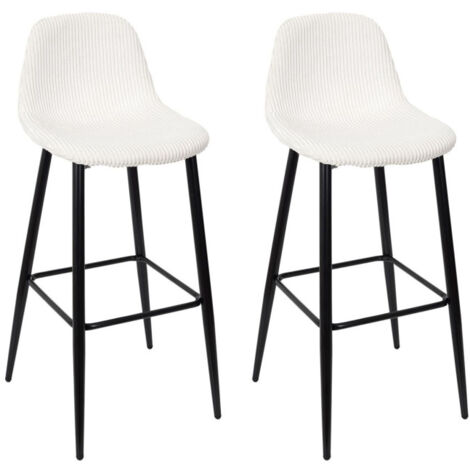 Lot de 2 Chaises de Bar Côtelé "Scott" 100cm Beige (1/5)