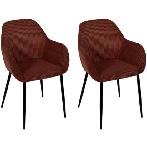 Lot de 2 Fauteuils Côtelé "Scott" 85cm Terracotta (1/5)