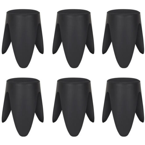 Lot de 6 Tabourets Empilables "Eve" 46cm Noir (1/5)