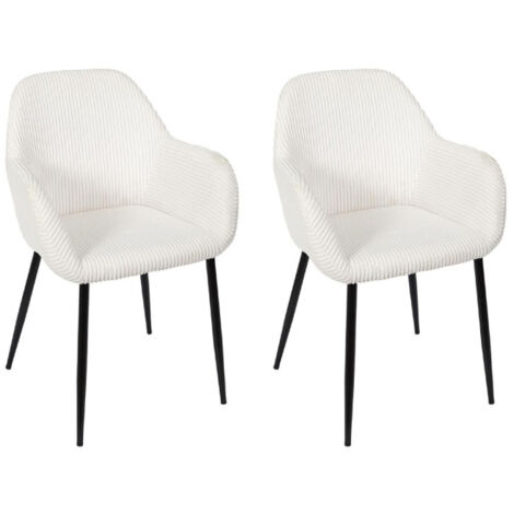 Lot de 2 Fauteuils Côtelé "Scott" 85cm Beige (1/5)