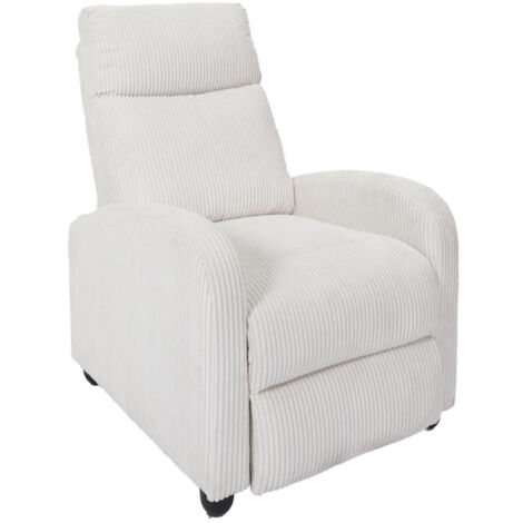 Paris Prix – Fauteuil de relaxation côtelé 100 cm – Revêtement polyester – Structure en bois – Assise 43 cm – Couleur beige (1/5)