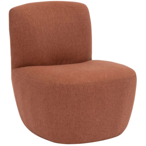 Atmosphera – Chauffeuse Leone en tissu terracotta – Rembourrage mousse polyuréthane – Dimensions L. 65 x l. 71 x H. 68 cm – Structure bois contreplaqué et pin (1/5)