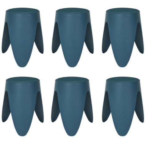 Lot de 6 Tabourets Empilables "Eve" 46cm Bleu Canard (1/5)