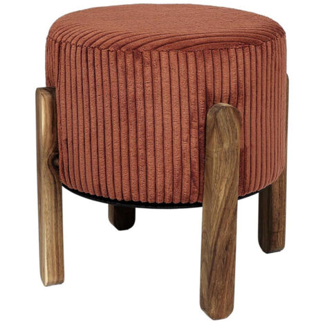 Tabouret Côtelé Rond "Scott" 35cm Terracotta