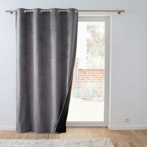 Rideau Isolant Velours "Polarchic" 140x260cm Anthracite (1/4)