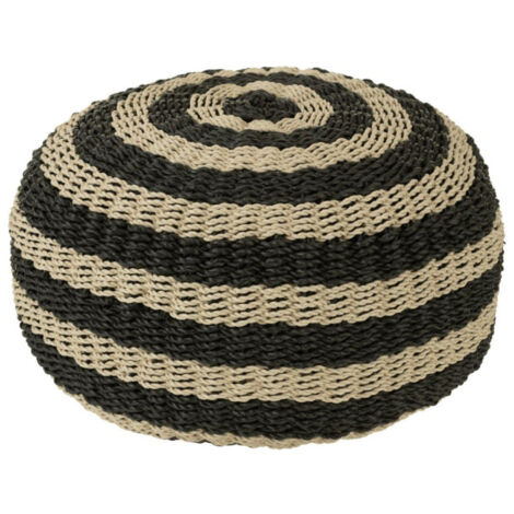 Pouf Rond Design Miami 50cm - Noir & Blanc - Paris Prix