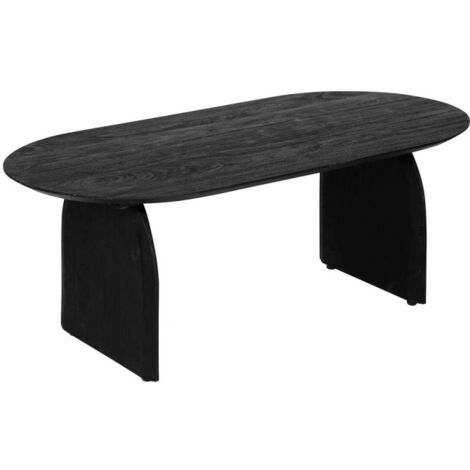 Atmosphera – Table basse fixe en bois manguier 120cm – Noir – Forme ovale – Dimensions L. 120 x l. 60 x H. 45 cm – Design minimaliste (1/5)