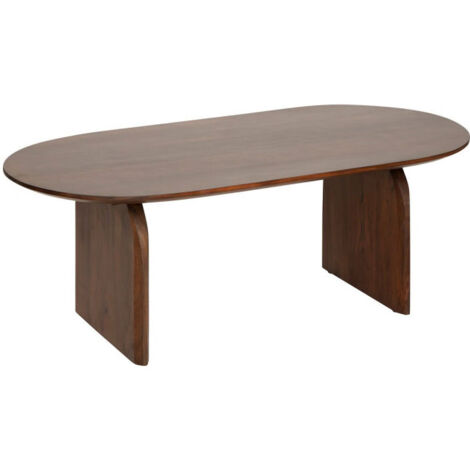 Atmosphera – Table basse ovale en bois d'acacia 120cm marron – Finitions teintées – Design minimaliste et authentique – Montage facile (1/5)