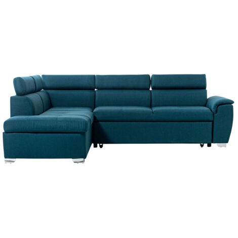 Canapé d'Angle Gauche Convertible "Gino" 261cm Bleu (1/5)