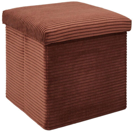 Pouf Coffre Pliable Côtelé "Scott" 38cm Terracotta (1/5)
