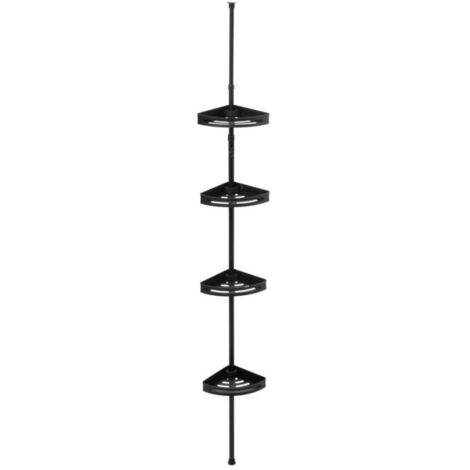 5Five Simply Smart – Étagère de douche télescopique 240cm en aluminium noir – 4 niveaux – Hauteur réglable 180-210cm – Montage facile