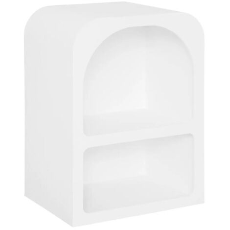 Atmosphera – Table de chevet 2 niches 55cm – MDF blanc – Finition texturée – Style moderne et original (1/3)