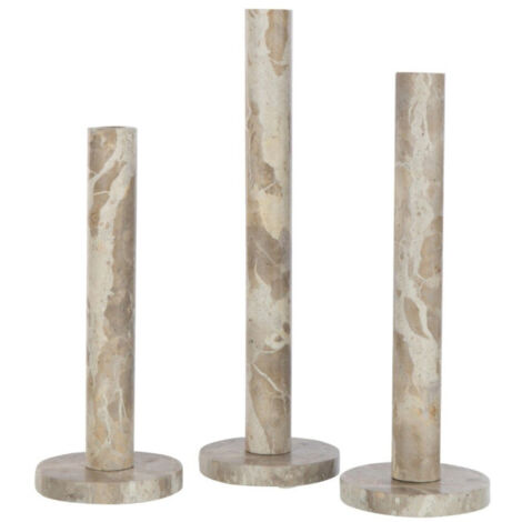 Lot de 3 Bougeoirs en Marbre "Bali" 40cm Beige (1/5)