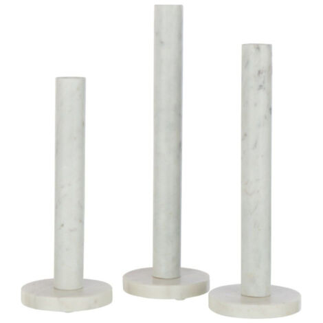 Lot de 3 Bougeoirs en Marbre "Bali" 40cm Blanc (1/4)