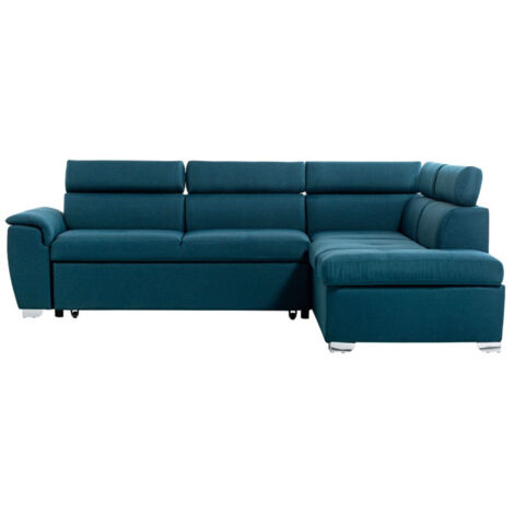 Canapé d'Angle Droit Convertible "Gino" 261cm Bleu (1/5)