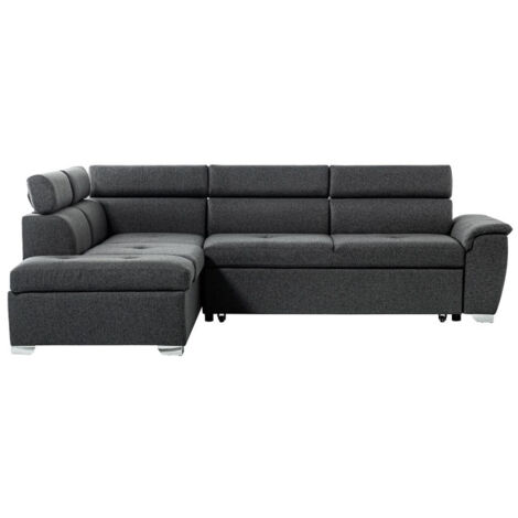 Canapé d'Angle Gauche Convertible "Gino" 261cm Gris Foncé (1/5)