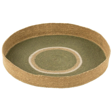 Plateau de Service en Jonc "Cercles" 50cm Vert (1/3)