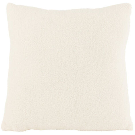 Coussin Déco Bouclette "Teddy" 45x45cm Blanc (1/2)