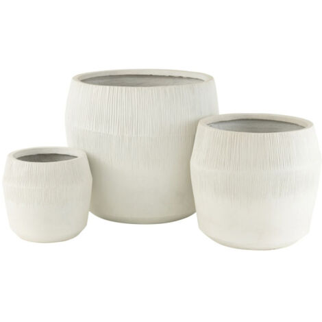 Lot de 3 Cache-Pots en Argile "Abel" 55cm Blanc