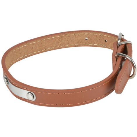 Collier Pour Chien en Cuir "Plaque" 50cm Cognac (1/2)