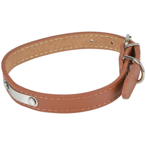 Collier Pour Chien en Cuir "Plaque" 60cm Cognac (1/2)