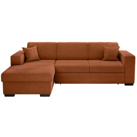 Canapé d'Angle Gauche Convertible "Harlan" 262cm Terracotta (1/5)