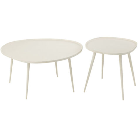 Lot De 2 Tables Basses Modernes Pour Salon, Chambre, Bureau Ou Balcon - Blanc, Set Pratique Et Élégant