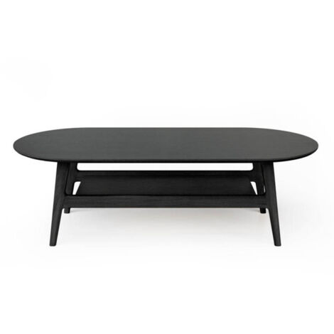 Table Basse en Bois "Courbée" 130cm Noir (1/4)