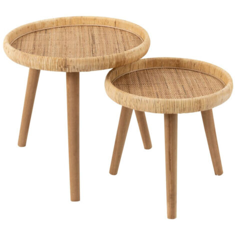Lot de 2 Tables d'Appoint Gigognes "Lurne" 60cm Naturel (1/5)