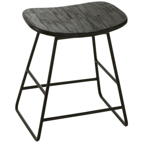 Tabouret de bar haut en bois h 67cm avec assise en noyer clair massif