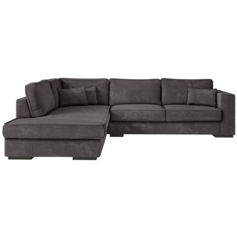 Canapé d'Angle Gauche Velours "Byzance" 303cm Gris Foncé (1/5)